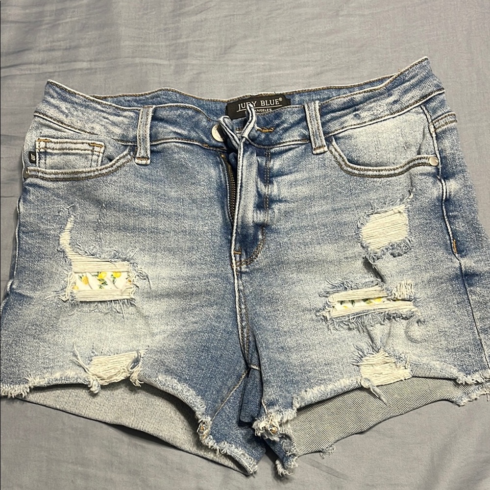 Judy Blue Distressed Blue Jean Shorts